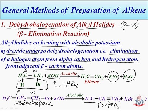 General Methods of preparation of Alkene ( from Dehydrohalogenation of Alkyl Halides & Dehydration Alcohols )