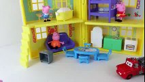 Peppa Pig with Disney Cars Toy Fire Truck Mater and Mummy Pig Daddy Pig