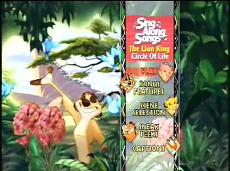 Disney Sing Along Songs The Lion King Circle Of Life 2003 DVD Menu