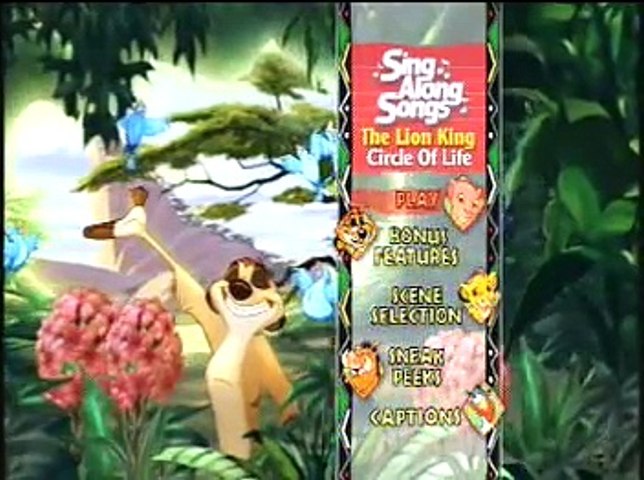 Disney Sing Along Songs The Lion King Circle Of Life 2003 DVD Menu
