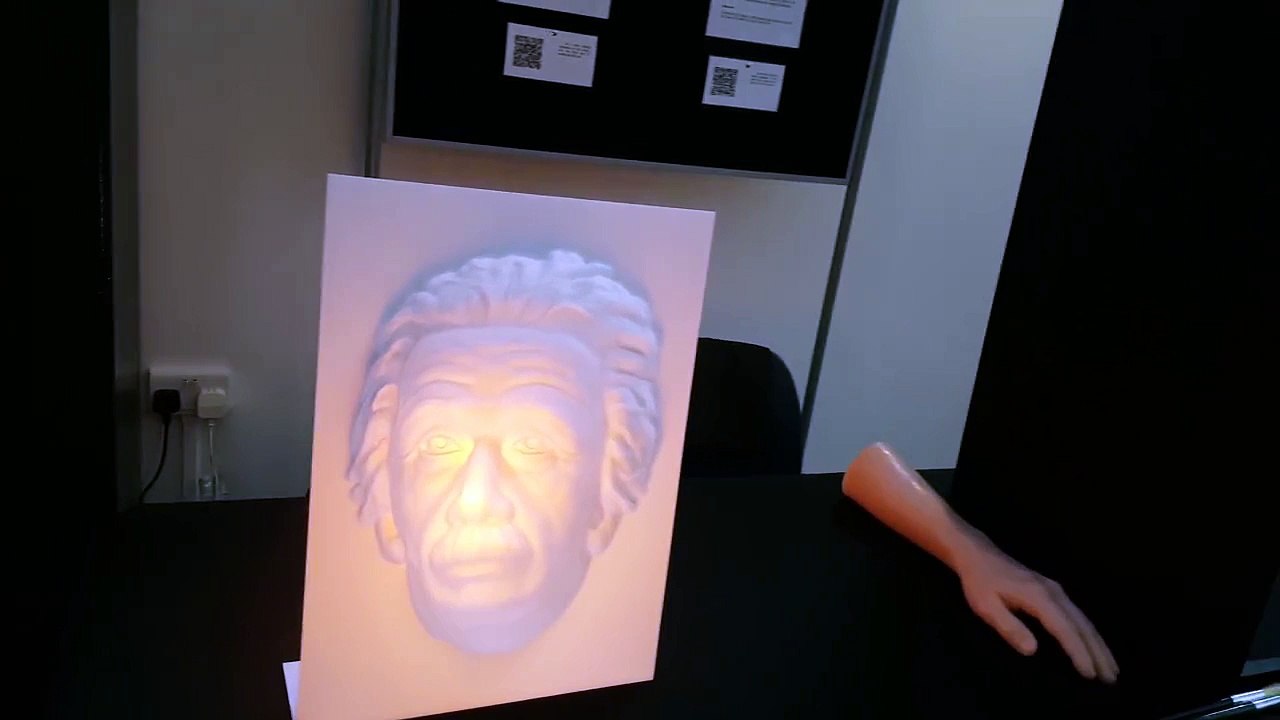 Albert Einstein follows me around the room.