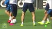 Felicidad de Cristiano Ronaldo y buenos toques de Rafa Benitez al balón en el entrenamiento