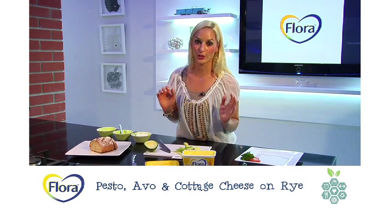 Fast Flora Sandwiches - Pesto, Avo & Cottage Cheese on Rye