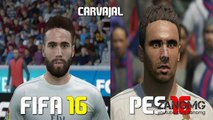 FIFA 16 vs PES 2016 Real Madrid Players Faces Comparison