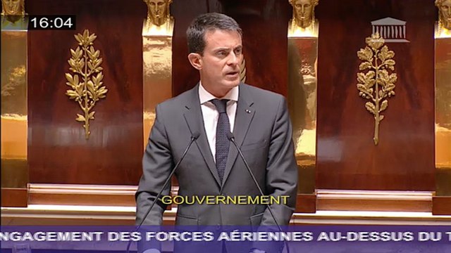 Engagement des forces aériennes au-dessus du territoire syrien : déclaration de Manuel Valls