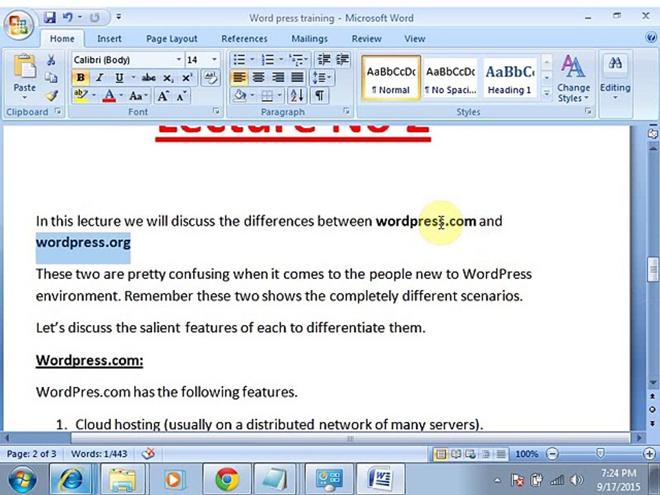 Lecture 2. Wordpress.com Vs Wordpress.org