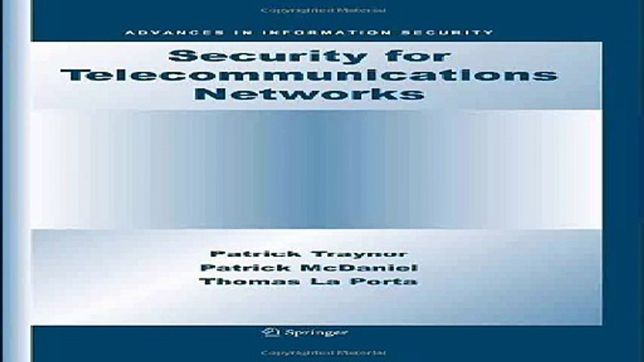 Security for Telecommunications Networks Advances in Information Security Pdf