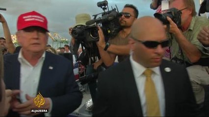 Donald trump speech on Battleship Iowa draws protests