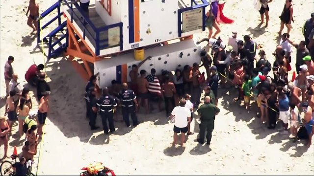 Imigrantes cubanos chegam às areias de Miami Beach com um cachorro