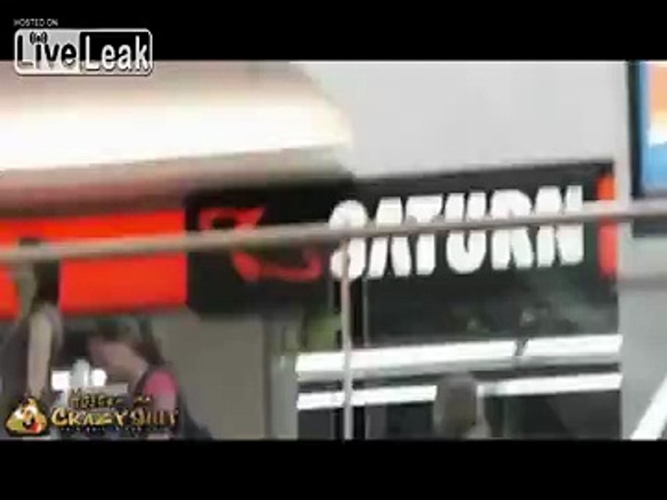 Girl wets herself on escalator