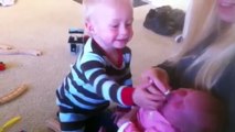 Baby Micah Laughing Hysterically at Sister Crying funny clip latest 2015 funny video