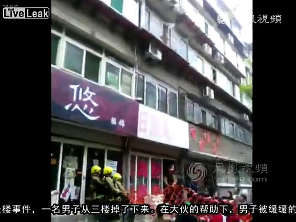 Man with depression hangs off building and falls out of exhaustion