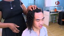 Humorous-men try untouched human hair and women's make up---hot beauty hair show