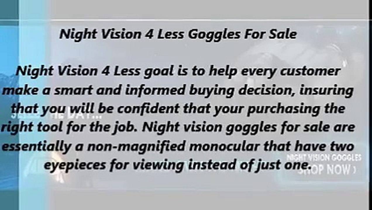 Night Vision 4 Less Goggles For Sale