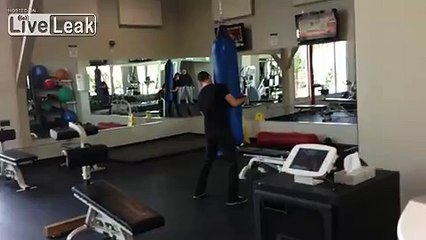 Pervert Caught Humping Punching Bag!