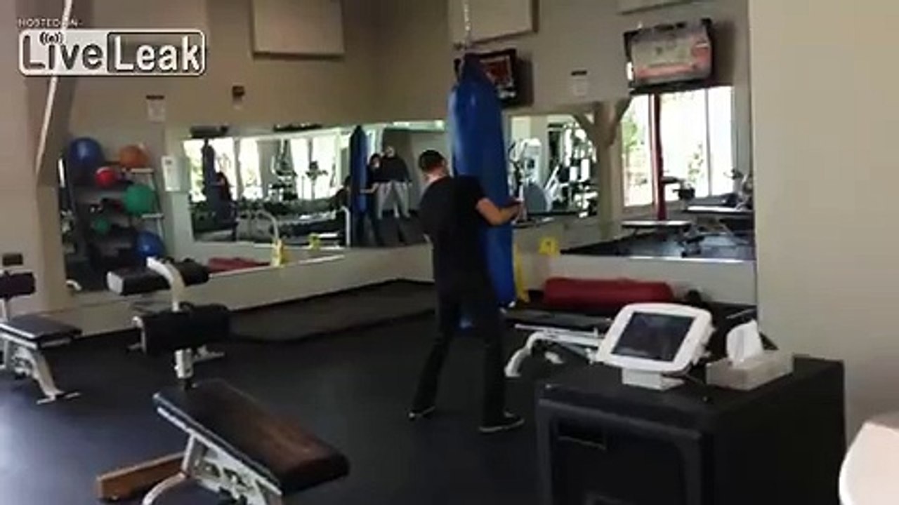 Pervert Caught Humping Punching Bag!