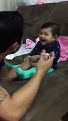 Check the Reaction of Baby when her Daddy is Cutting her Nails