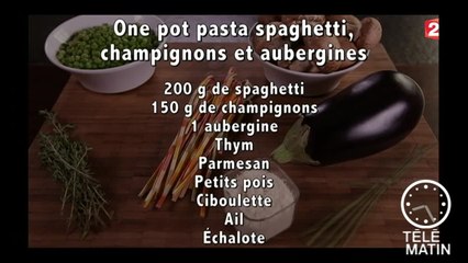 Gourmand - One pot pasta : Spaghetti, champignon - aubergines - 2015/09/17