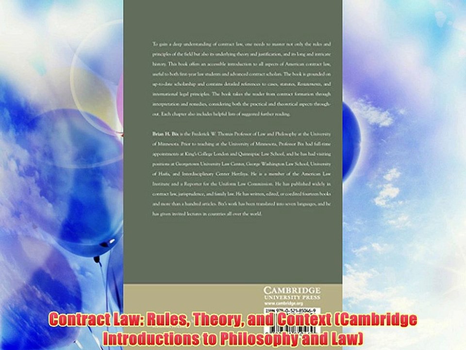 Contract Law: Rules Theory and Context (Cambridge Introductions to Philosophy and Law) - Download