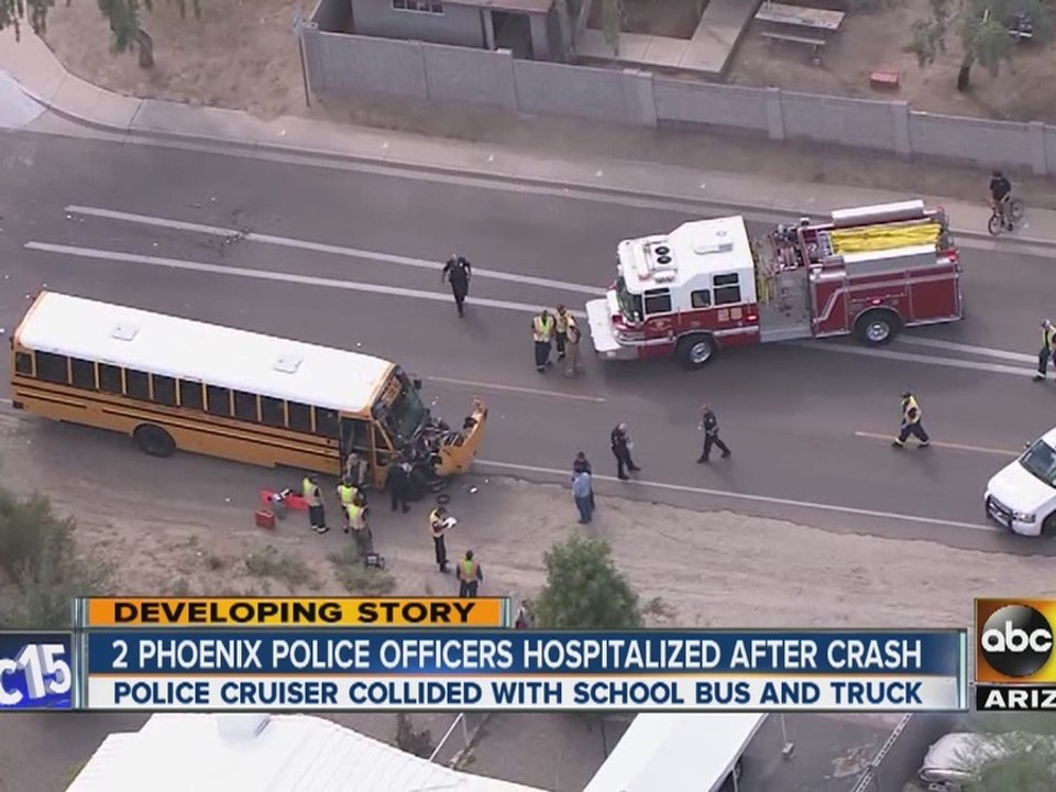 Two Phoenix officers hospitalized after crash