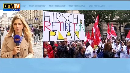 AP-HP : les grévistes manifestent devant les fenêtre de Martin Hirsch