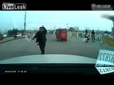 Crazed man in the road