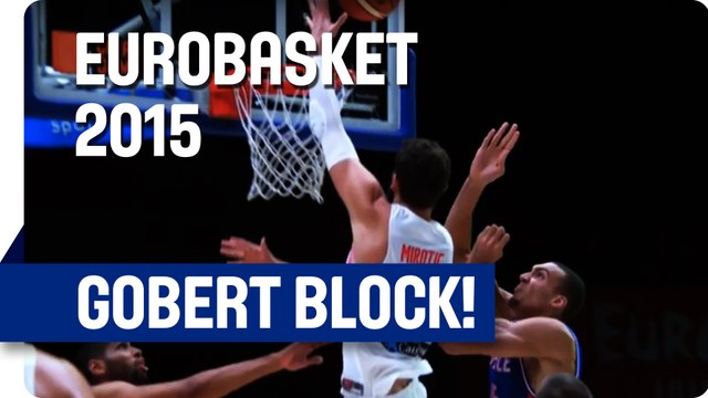 Rudy Gobert with a Huge Block on Mirotic!! - EuroBasket 2015