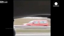 woman speeding down wrong side of motorway