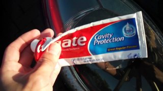 restore yellow headlight with toothpaste