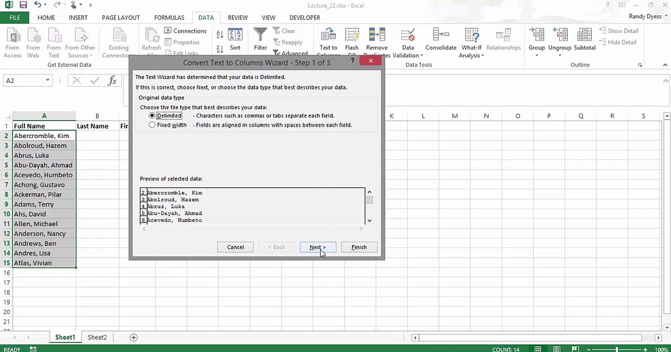 022 How do you change a string of text into multiple columns of text