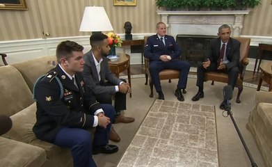 Les héros du Thalys reçus par Obama à la Maison Blanche