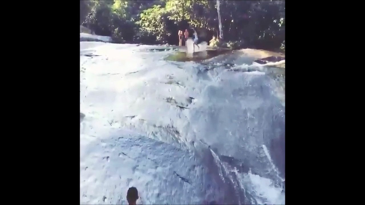 So extreme canyoning trick.... Surfing on rocks on his feet!