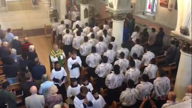 Samoan Rugby World Cup squad sing in Brighton church