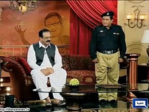 Azizi as Rana Sanaullah with Police Officer in Hasb e Haal 2015
