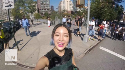 Irene Kim wears a GoPro to Fashion Week