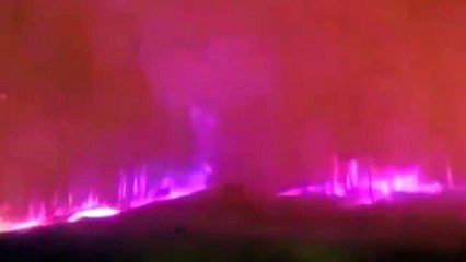 By car through a forest fire. Siberia