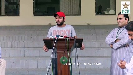 Shahid Afridi talks to Media at Gaddafi Stadium Lahore