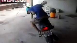 guy hits face on wall in motorcycle