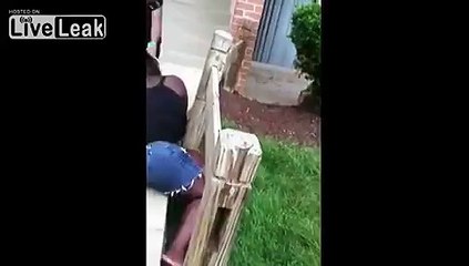 big girl starts fight with small kid and gets smashed