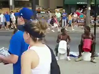 Impressive street drumming team