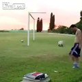 Messi Scores a Goal From Behind the Posts During Training for Barcelona Return