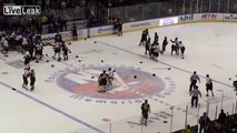 NYC Firefighter's and Leo's face off at a charity hockey game chanting â€œPD sucks, PD sucksâ€