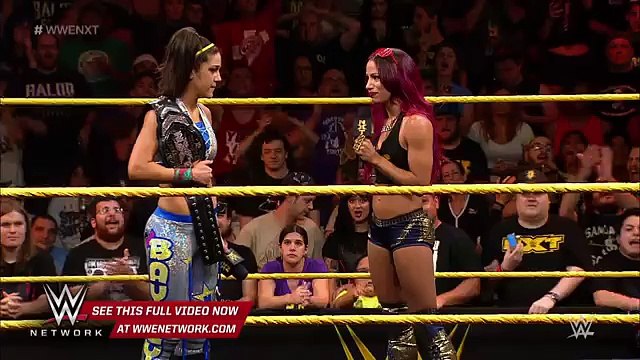 Sasha Banks confronts NXT Women's Champion Bayley
