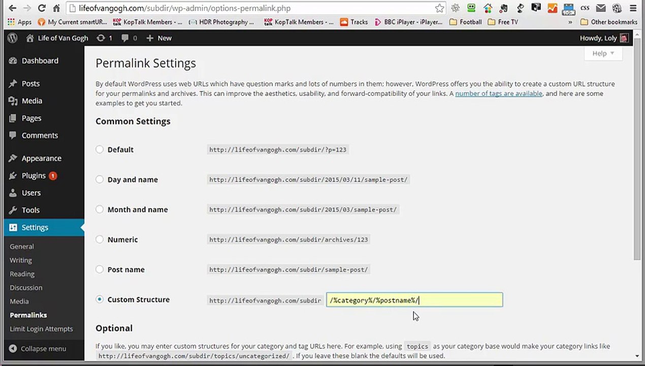 A Few Important Settings - convert a html website to wordpress