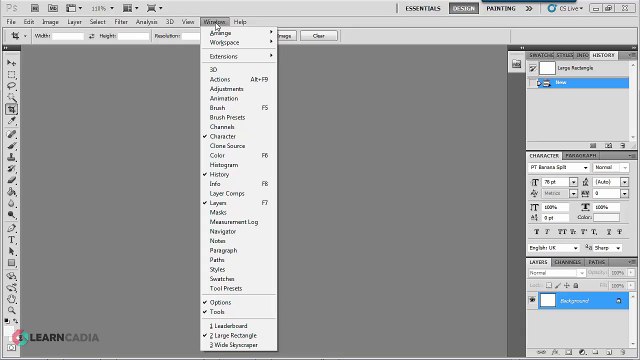 Setting the stage within photoshop in preparation for creating our animated gif advertising banners