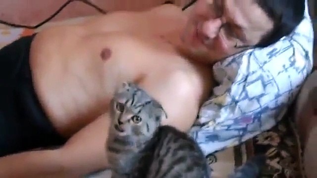 Кися очень любит своего хозяина!