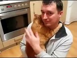 Кот обнимает хозяина!