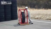 Tire explodes