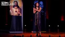 Russell Brand tells a heckler to 