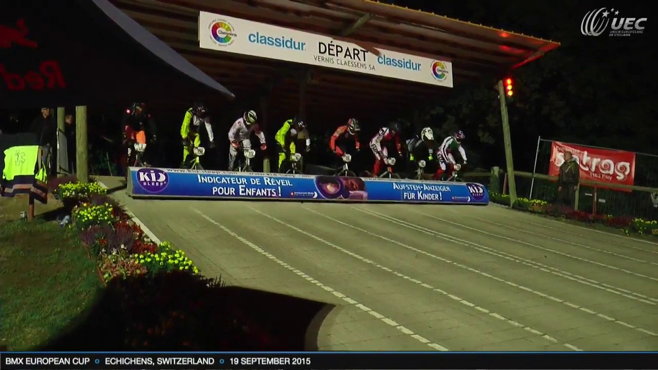 REPLAY MAIN FINALS ROUND 8 BMX EUROPEAN CUP UEC ECHICHENS, SWITZERLAND - 19 SEPTEMBER 2015